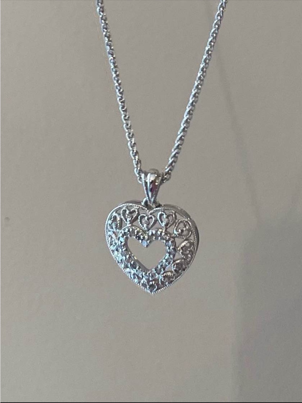 Solid 14 Kt Diamond Necklace On 14 Kt 18 Inch Chain